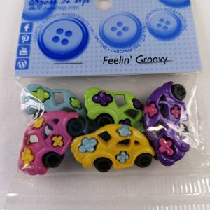 Botones infantiles IDEAS-motivos coches con flores-color varios