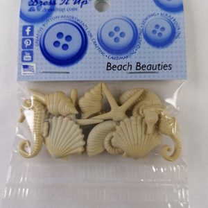 Botones infantiles IDEAS-motivos conchas marinas-color arena