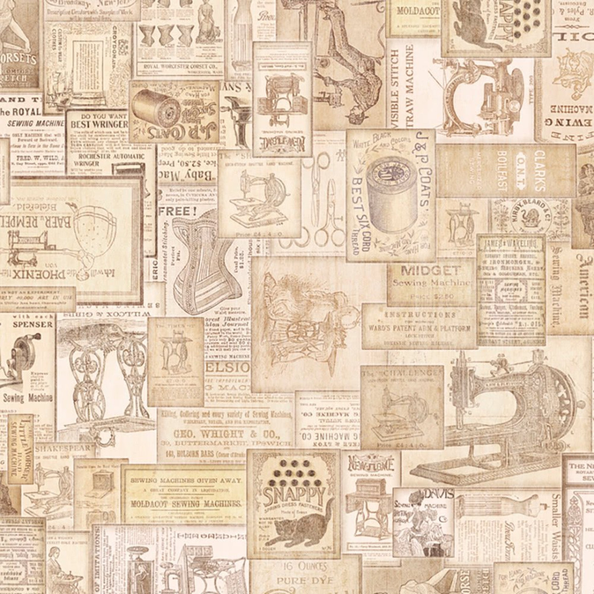 Tela Patchwork estampada - colección tesoros a medida - motivo costura vintage - Ref. MPQT27339E