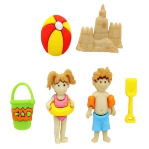 Magomar Patch Botones Decorativos IDEAS - Niño y Niña en la playa Day at the Beach Ref MP8418