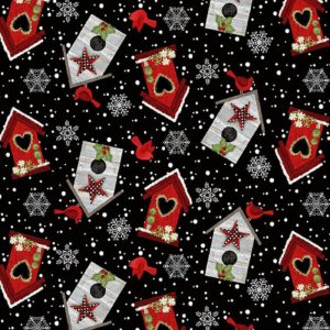 Telas Magomar Patchwork Navidad - colección Snow Place Like Home - motivo casitas de pájaros - Studio Fabrics 100% Algodón Ref.MP5164