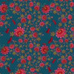 Telas Magomar Patchwork Estampada - colección Magicountry - motivo ibis - tono azul - Freespiritfabrics 100% Algodón Ref.MP B049