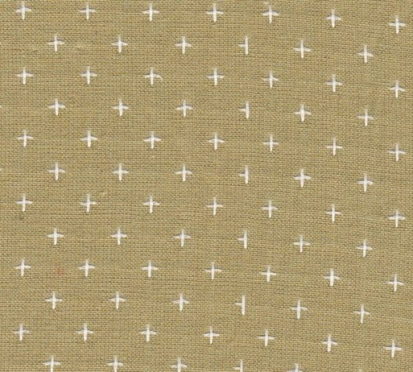 Telas Magomar Patchwork Tramado Japonés - colección Nikko Geo - motivo crucecitas - tono camel - Diamond Textil 100% Algodón REF.MP5565
