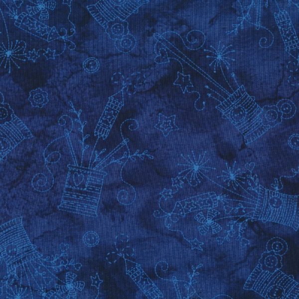 Telas Magomar Patchwork Estampado - colección Summertime - motivo carretes festivos en fondo azul marmoleado - MayWood 100% Algodón - Ref.MP10154-B