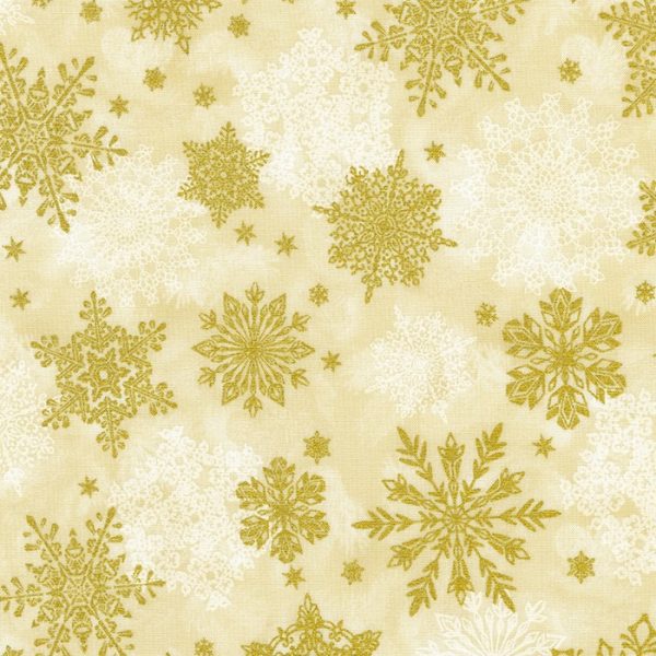 Telas Magomar-Patch Patchwork Navidad - colección Holiday Flourish Metalic - estrellas de navidad doradas y blancas - RobertKaufman 100% Algodón Ref.MP20788-14