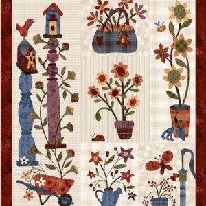 Telas Magomar Patch Patchwork Panel - colección Flossie's Flowers motivo jaulas,macetas,flores etc. Henryglassfabrics 100% Algodón Ref.MP3378P