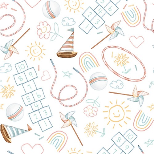 Telas Magomar Patch Patchwork - colección Boho Buddies motivo juegos de la infancia Henryglassfabrics 100% Algodón Ref.MP1717-01