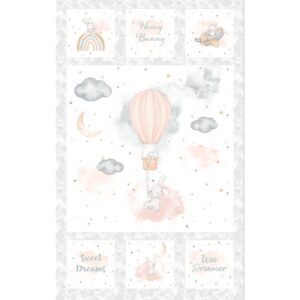 Tela Magomar Patch Patchwork Panel - colección Honey Bunny conejo en globo infantil tonos pastel - Maywood Studio 100% Algodón Ref.MP10910 WK