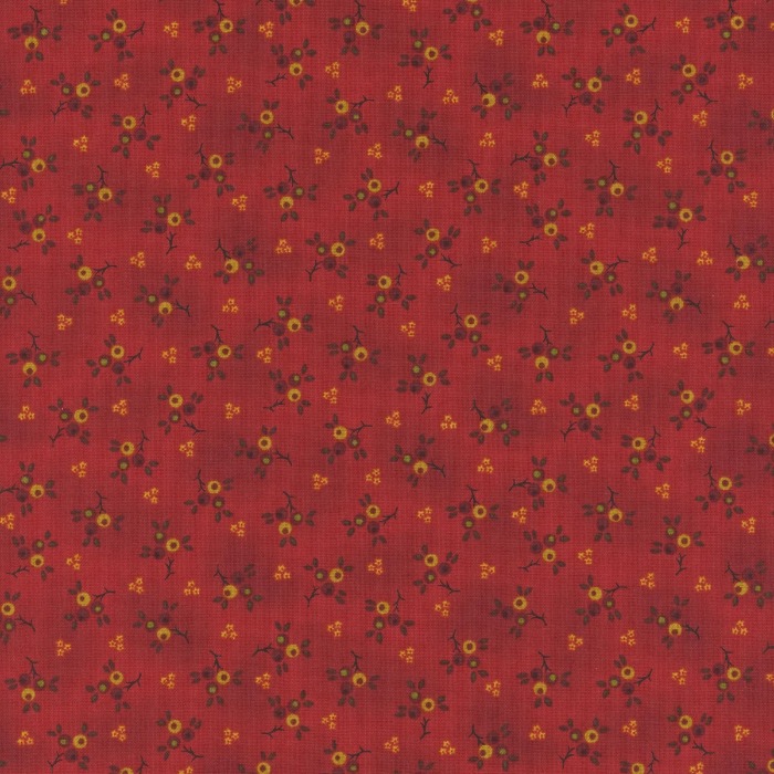 Magomar Patch Patchwork Tela colección Baubles & Balsam de Kim Diehl pequeñas flores con ramitas en fondo rojo Henry Glass Fabrics 100% Algodón Ref.MP982-88.JPG