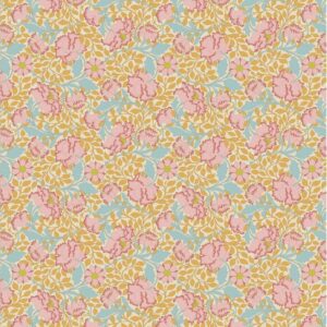 Magomar patch Patchwork PREVENTA Tela TILDA colección Songbirg motivo floral tono coral , celeste y mostasa 100% Algodón Ref.MP100658