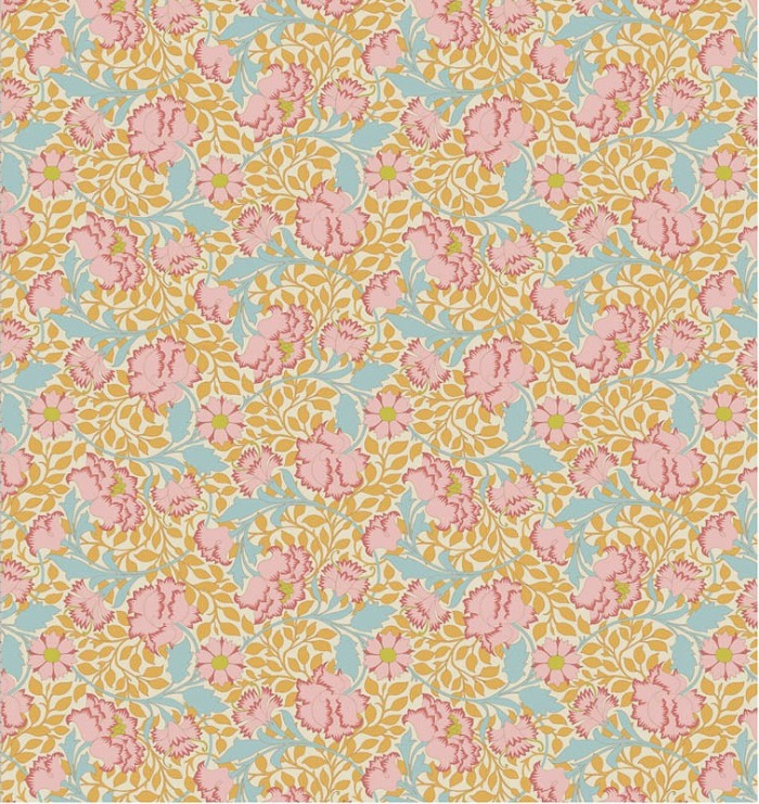 Magomar patch Patchwork PREVENTA Tela TILDA colección Songbirg motivo floral tono coral , celeste y mostasa 100% Algodón Ref.MP100658