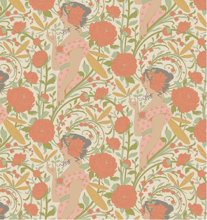 Magomar patch Patchwork PREVENTA Tela TILDA colección Songbirg motivo floral tono coral y mujer 100% Algodón Ref.MP100643