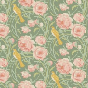 Magomar patch Patchwork PREVENTA Tela TILDA colección Songbirg motivo floral tono coral y pájaro 100% Algodón Ref.MP100647