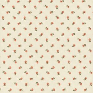 Magomar Patch Patchwork Tela colección Farmers Daughter Sarah´s Garden de Laundry Basket pequeñas flores coral en fondo crema Andover Fabrics 100% Algodón Ref.MP0125Z