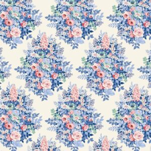 Magomar Patch  Patchwork Tela TILDA colección Something Blue motivo floral tono coral y azul 100% Algodón Ref.MP100665.