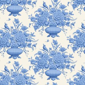 Magomar Patch  Patchwork Tela TILDA colección Something Blue motivo macetas, flores, pájaros, libélulas 100% Algodón Ref.MP100662