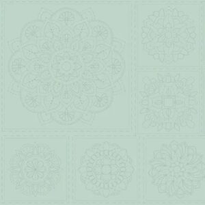 Magomar Patch Patchwork Panel Sashiko Mandala verde agua 14 mandalas de 16x16cm y 2 mandalas de 31x31cm 55%lino 45% algodón Panel _ 52x137cm Ref.MP4065
