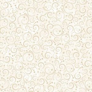 Magomar Patch Patchwork Tela Navidad colección Nordic Holiday Village motivo remolinos, puntos y estrellas dispersos en color beige sobre un fondo blanco cremoso 100% Algodón HenryGlasFabrics Ref.MP3609-44