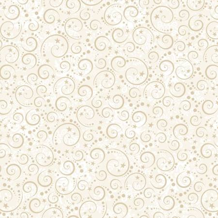 Magomar Patch Patchwork Tela Navidad colección Nordic Holiday Village motivo remolinos, puntos y estrellas dispersos en color beige sobre un fondo blanco cremoso 100% Algodón HenryGlasFabrics Ref.MP3609-44