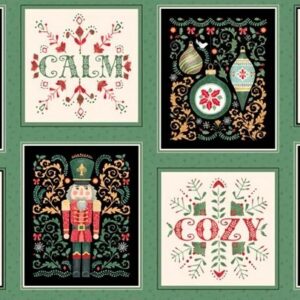 Magomar Patch Patchwork Panel Navidad colección Tis The Season motivo 8 cuadrados con motivos navideños 100% Algodón PBTEX Ref.MP6171 Medidas 62x110cm - 4 ( 29x24 ) 4 ( 23x23 )