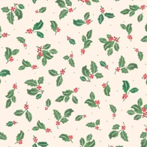 Magomar Patch Patchwork Tela Navidad colección Tis The Season motivo muerdago en fondo beige 100% Algodón PBTEX Ref.MP6174E