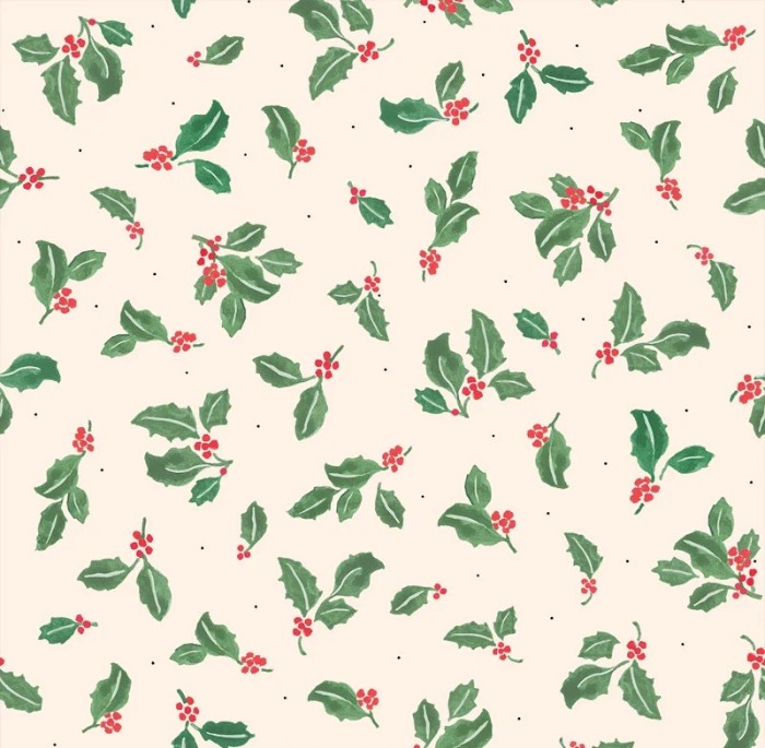 Magomar Patch Patchwork Tela Navidad colección Tis The Season motivo muerdago en fondo beige 100% Algodón PBTEX Ref.MP6174E