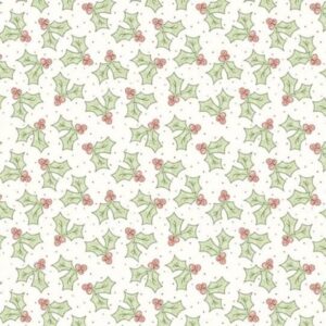 Magomar Patch Patchwork Tela Navidad colección Plumcute Christmas motivo acebo en fondo crudo 100% Algodón MarcusFabrics Ref.MP561920