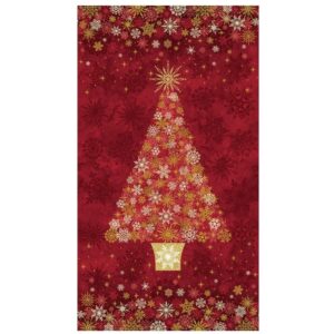 Magomar Patch Patchwork Tela Panel Navidad colección O´Christmas Tree estrellas y copos de navidad en forma de árbol de navidad en fondo rojo aspeado 100% Algodón Northcott Ref.MP28955-24 Medidas 66x110cm
