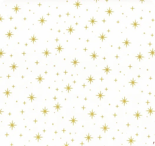 Magomar Patch Patchwork Tela Navidad colección O´Christmas Tree estrellas doradas en fondo blanco 100% Algodón Northcott Ref.MP28961-10