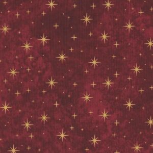 Magomar Patch Patchwork Tela Navidad colección O´Christmas Tree estrellas metálicas doradas en fondo rojo aspeado 100% Algodón Northcott Ref.MP28961-26