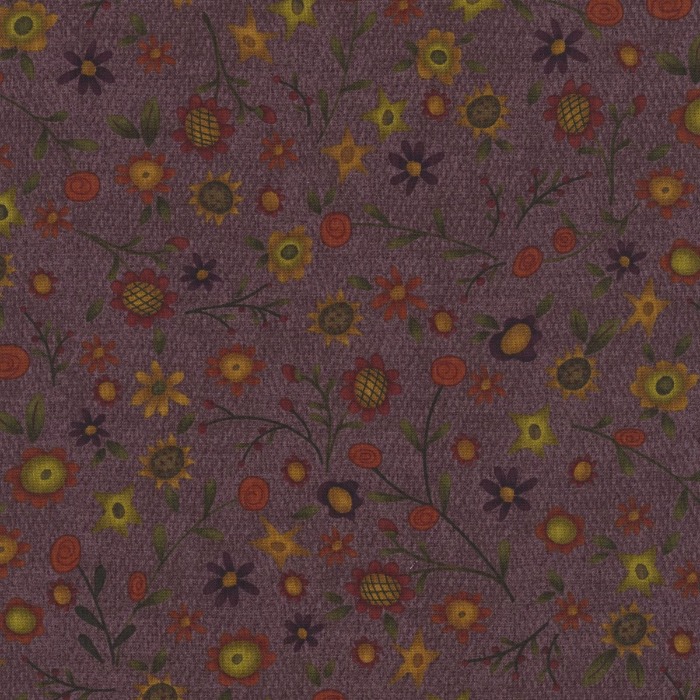 Magomar Patch Patchwork Tela colección Bountiful Blessings de Janet Rae Nesbitt girasoles y floral otoñal fondo naranja purpura 100% Algodón HenryGlassFabrics Ref.MP3634-35
